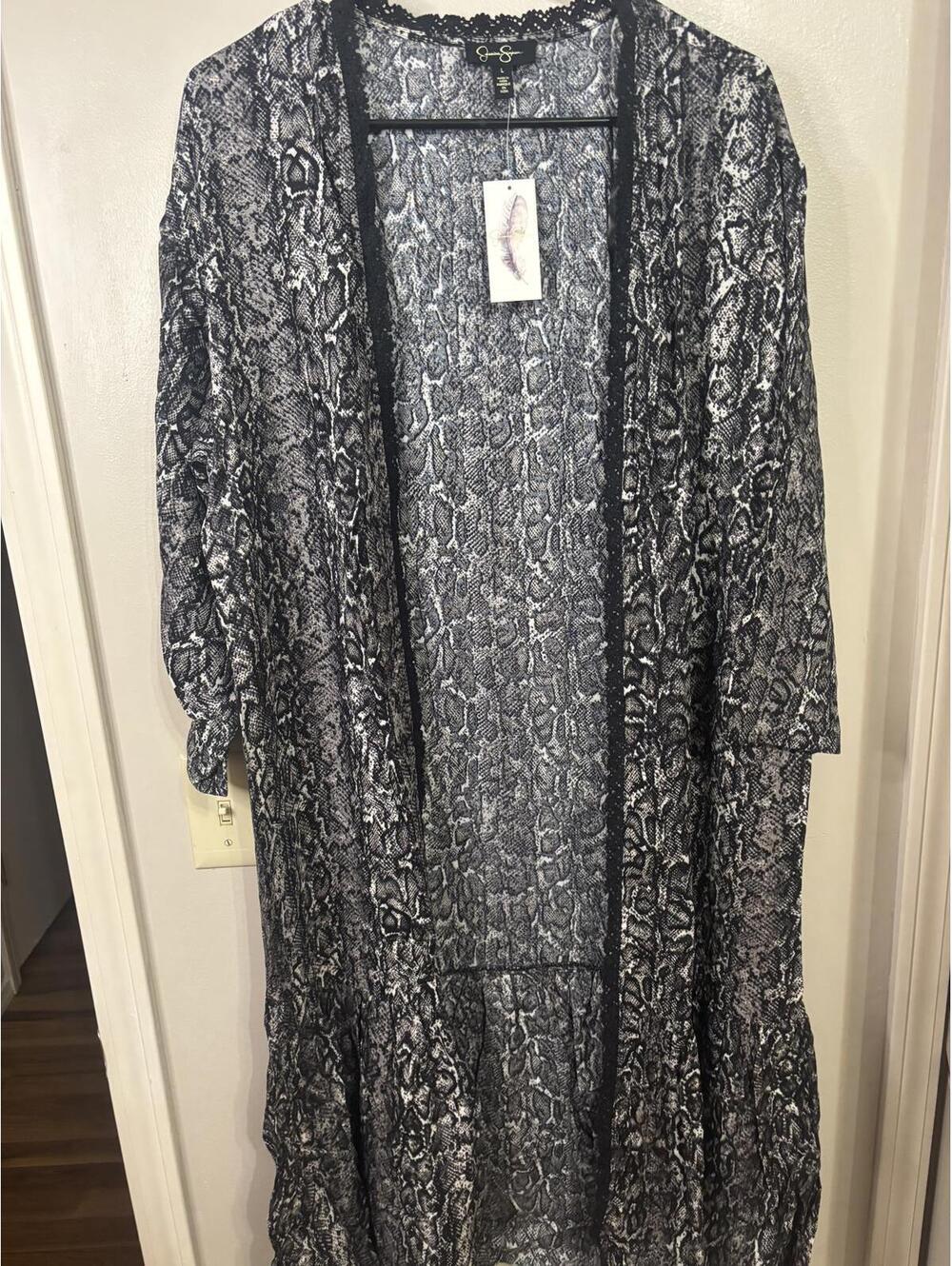 Jessica Simpson Snake Print Lace Kimono Size Large NWT Boho Festival Cover Up